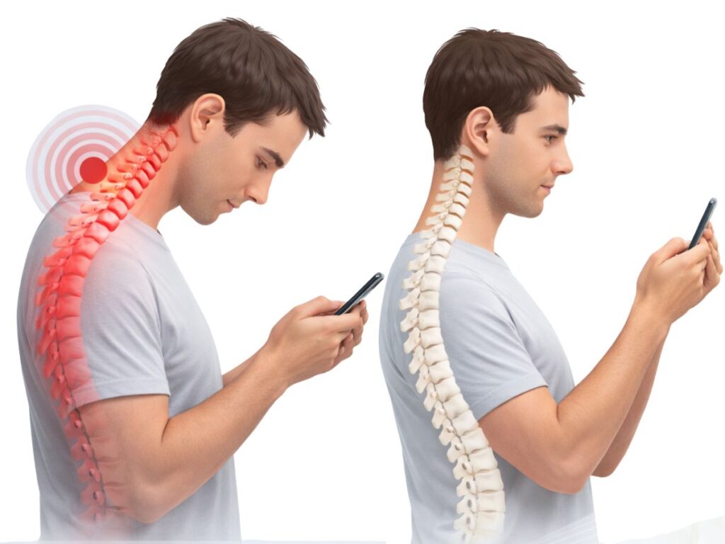 retificação cervical causada pelo uso excessivo de celular e postura inclinada