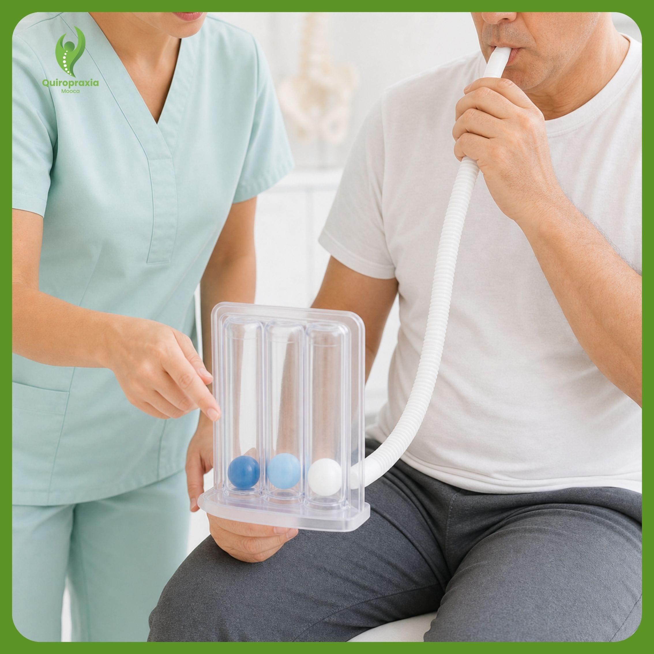 Fisioterapia respiratória com exercitador respiratório — Quiropraxia Mooca