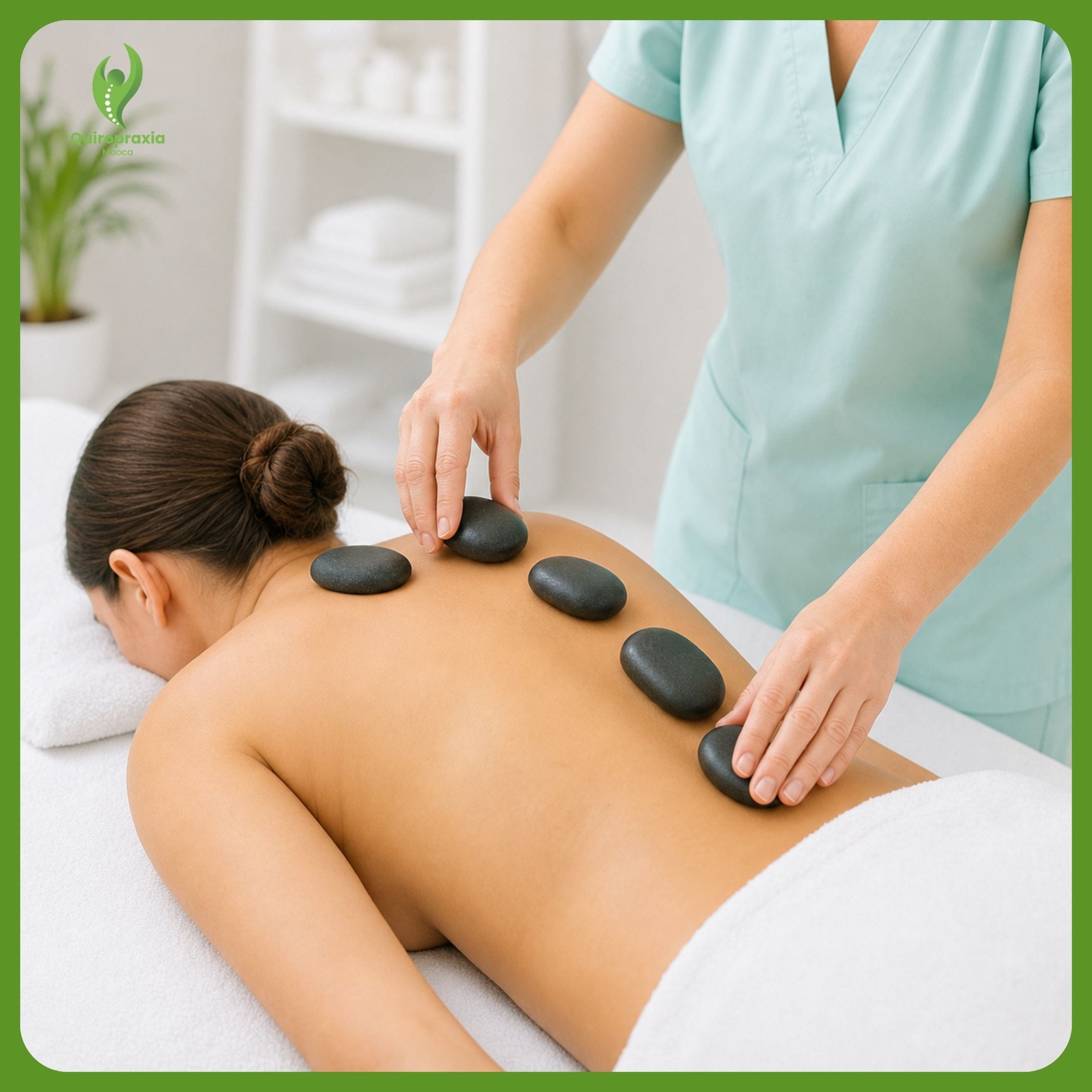 Massagem com pedras quentes nas costas — Quiropraxia Mooca